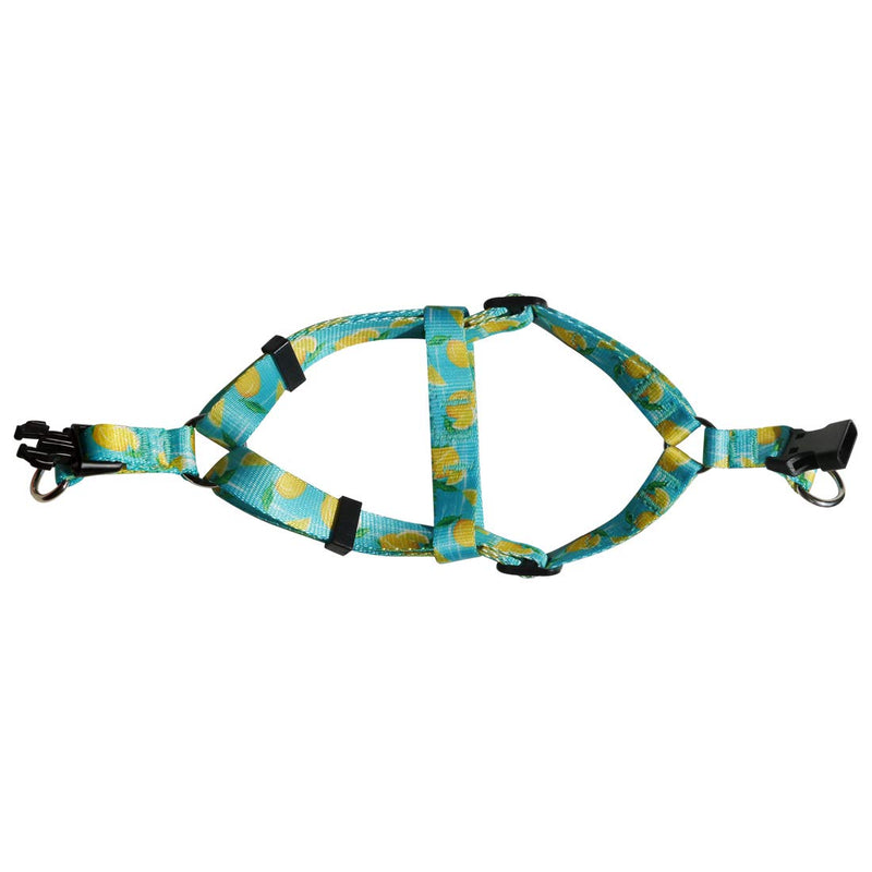 [Australia] - azuza No Pull Dog Harness, Basic Step in Puppy Harness, Adjustable Harness for Small and Medium Dogs with Cute Fruit Patterns in Bright Color Lemons 