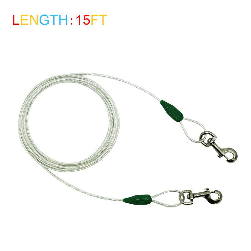 Petest Reflective Tie-Out Cable for Dogs Up to 35/60/90/125/250 Pounds, 15ft 25ft 30ft Length Available 8.8mmX16&60lbs15ft Darkgreen & Silver - PawsPlanet Australia