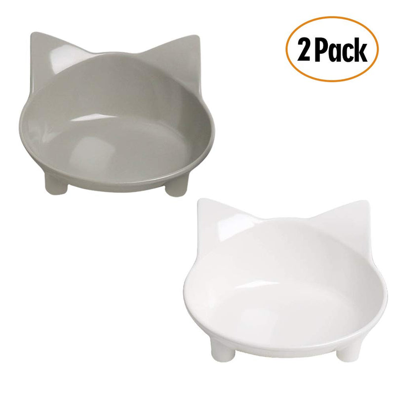 WANTKA Cat Bowl Non Slip Cat Food Bowls, Shallow Cat Pet Bowl Water Bowl Wide Cat Dish Cat Feeding Bowls to Stress Relief of Whisker Fatigue Pet Food & Water Bowls Set of 2 (Safe Food-Grade Material) - PawsPlanet Australia