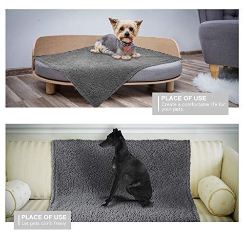 [Australia] - AIPERRO 2 Pack Premium Fluffy Fleece Dog Blanket, Soft and Warm Pet Throw Blankets Bed Couch Car Seat Cover Washable for Puppies and Cats Medium Grey 