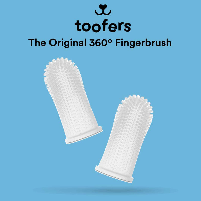 toofers 360º Dog Fingerbrush Toothbrush - Ergonomic Design - Full Surround Bristles for Easy Cleaning - Set of 2, Clear (Formerly "Barkley's") - PawsPlanet Australia