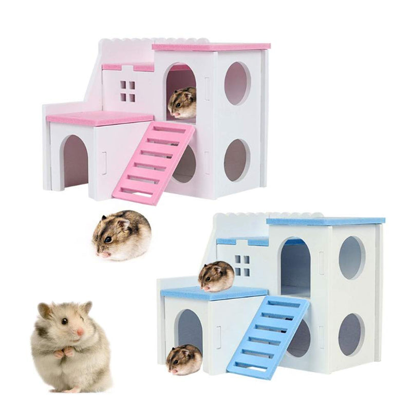 kathson Wooden Hamster House Hideout Hut Rat Hideaway Exercise Toys for for Small Animals Like Dwarf Hamster and Mouse Blue - PawsPlanet Australia