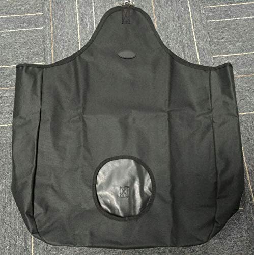 [Australia] - NRTFE Slow Feed Horse Hay Bag Pouch with D Rings Canvas Tote for Horses Goats Alpacas,29" Large Bag Black 