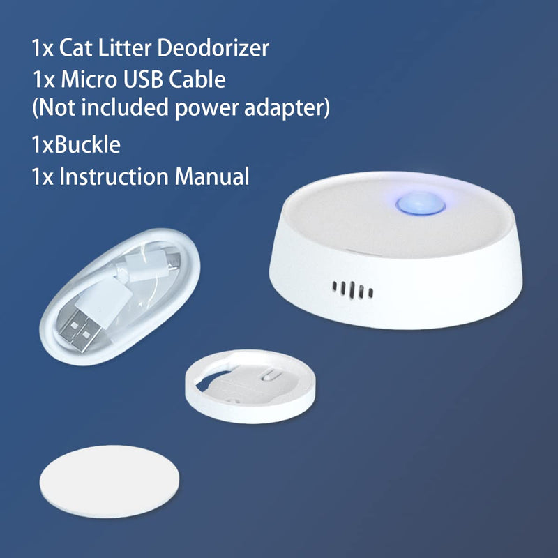 Spoyllbs Cat Litter Deodorizer, 3000 mAh Smart Unscented Odor Eliminator, 360° Auto-Monitoring 99.9% Deodorization Dust-Free Smell Purifier for Litter Box Room Toilet Kitchen - PawsPlanet Australia