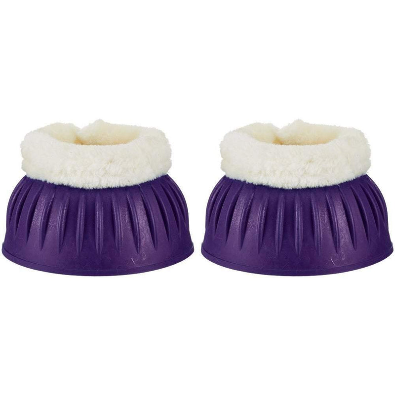 Saxon. Fleece Trim Rubber Bell Boots for Horses Purple/White Full - PawsPlanet Australia