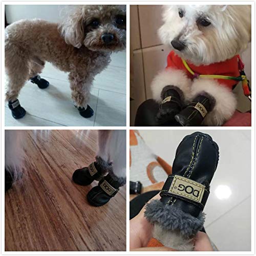 [Australia] - PIHAPPY Warm Winter Little Pet Dog Boots Skidproof Soft Snowman Anti-Slip Sole Paw Protectors Small Puppy Shoes 4PCS XS Black 