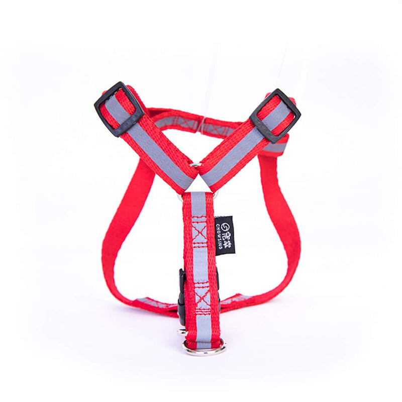 [Australia] - Nourse CHOWSING Pet Reflective Dog Leash for Small Dog Easy Walk Dog Harness Chest Strap Harness Slip Collar Slip Leash 3-Piece Set Red Reflective S 