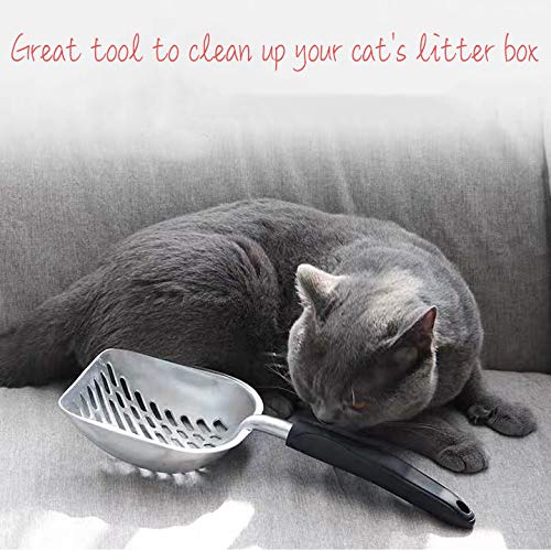 [Australia] - Lainrrew Cat Litter Scoop, Non-Stick Sifter Shovel with Non-Slip & Comfortable Long Handle Kitten Poop Sifter, Bonus 2 Pcs Pet Waste Bags 