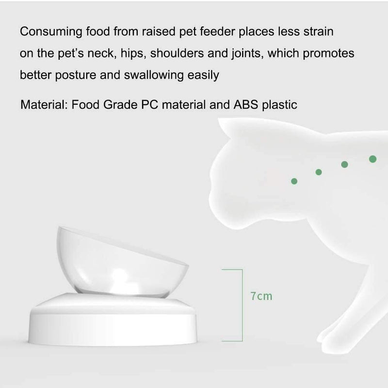 Raised Cat Bowl with Stand, 15° Tilted Cat Bowls for Kittens Elevated Cat Bowl Anti Vomiting Double Cat Bowls Plastic Transparent Cat Feeding Bowl - PawsPlanet Australia