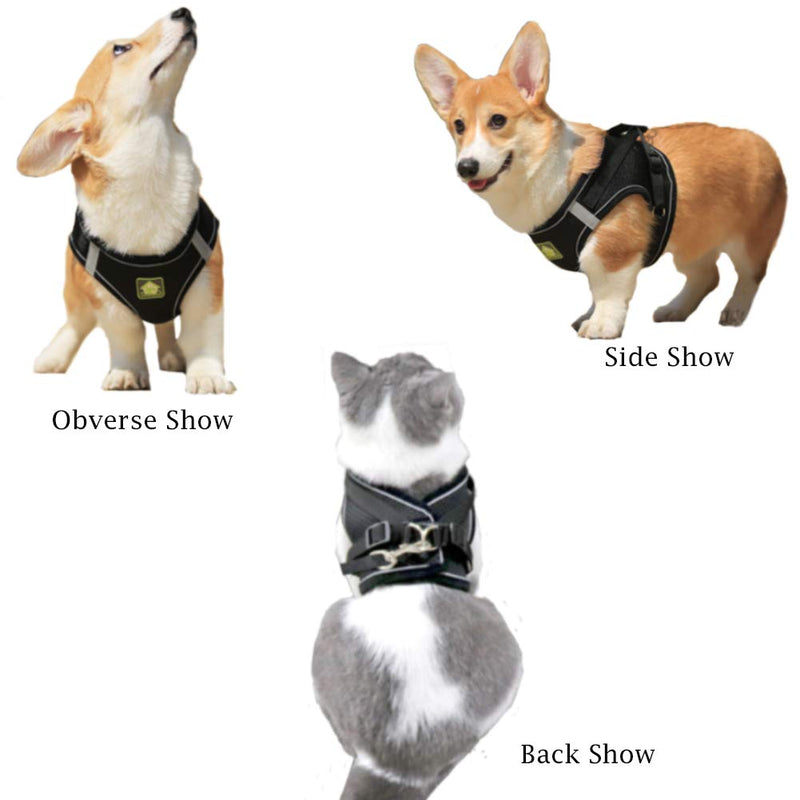FEimaX Dog Harness and Leash Set, No-Pull Breathable Soft Mesh Puppy Vest Harness Reflective Adjustable Pet Harnesses for Small Medium Dogs and Cats - Outdoor Easy Control for Walking XS (Chest 10.2-11.4'') Black - PawsPlanet Australia