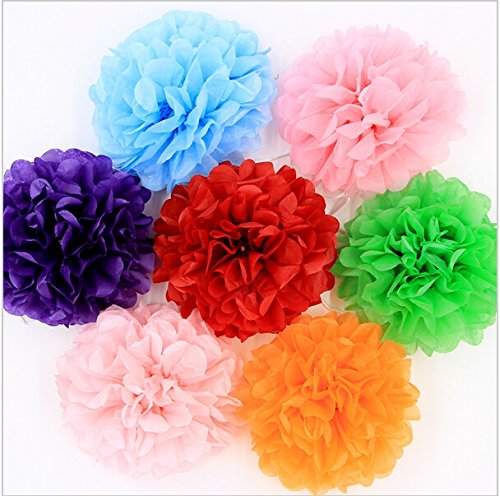 Krismile Pack of 18 Mixed White Gray Yellow Party Tissue Pompoms Paper Flower Pom Poms Wedding Birthday Party Christmas Girls Room Decoration - PawsPlanet Australia