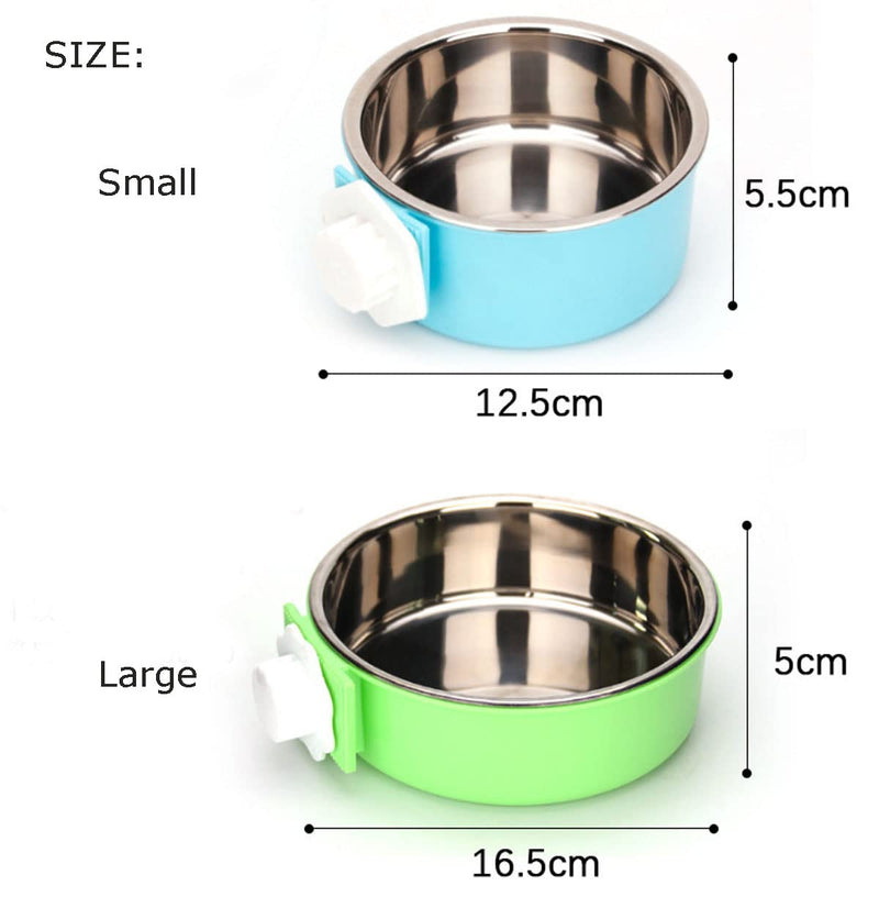 KuTi Kai 2 IN 1 Stainless Steel Pet Hanging Bowl Removable Dog Bowl for Crates Puppy Food Feeder Water Dish with Bolt Holder Dog (Blue-Large-2Packs) Blue-Large-2Packs - PawsPlanet Australia
