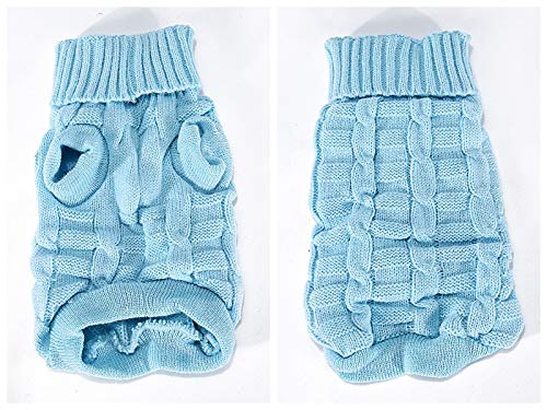 Evursua Pet Cat Sweater Kitten Clothes for Cats Small Dogs,Turtleneck Cat Clothes Pullover Soft Warm,fit Kitty,Chihuahua,Teddy,Poodle,Pug XS Blue - PawsPlanet Australia