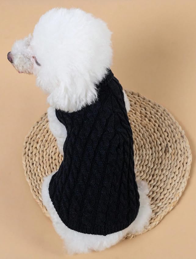 Dog Sweaters Turtleneck Knitted Sweaters Winter Pets Clothes Warm Sweater Coat Outfit for Dogs and Cats. Clothes for Dogs and Cats. (Black, Medium) black - PawsPlanet Australia