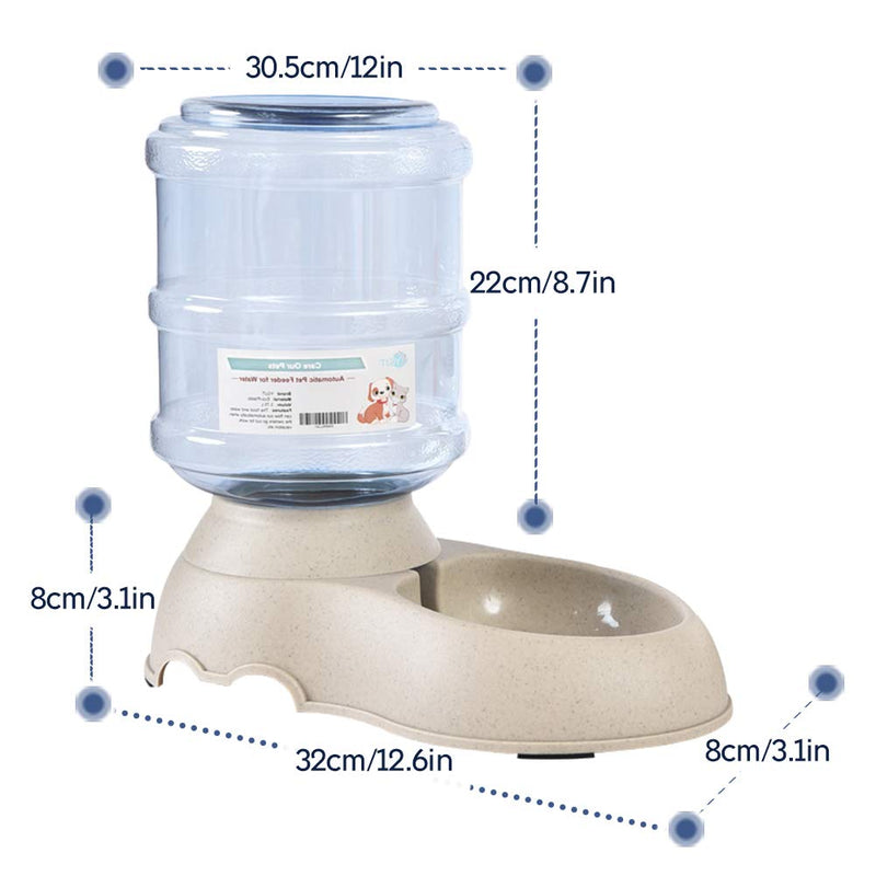 [Australia] - XIAPIA Automatic Cat Food Feeder and Water Dispenser in Set with Slicker Brush Gift for Small Medium Dog Pets Puppy Kitten,Big Capacity 1 Gallon x 2,FDA Certificated 