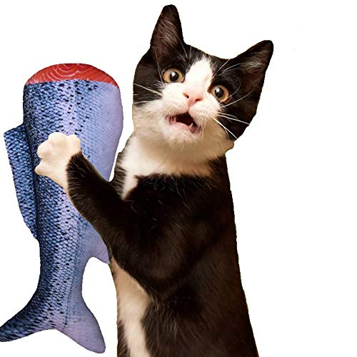 Parguini Flopping Fish Cat Toy, Electric Moving Fish Cat Toy, Plush Interactive Cat Toys, Moving Cat Kicker Fish Toy, Realistic Flopping Fish, Wiggle Fish Catnip Toys, Cat Chew Toy for Cat Exercise Fish tail - PawsPlanet Australia