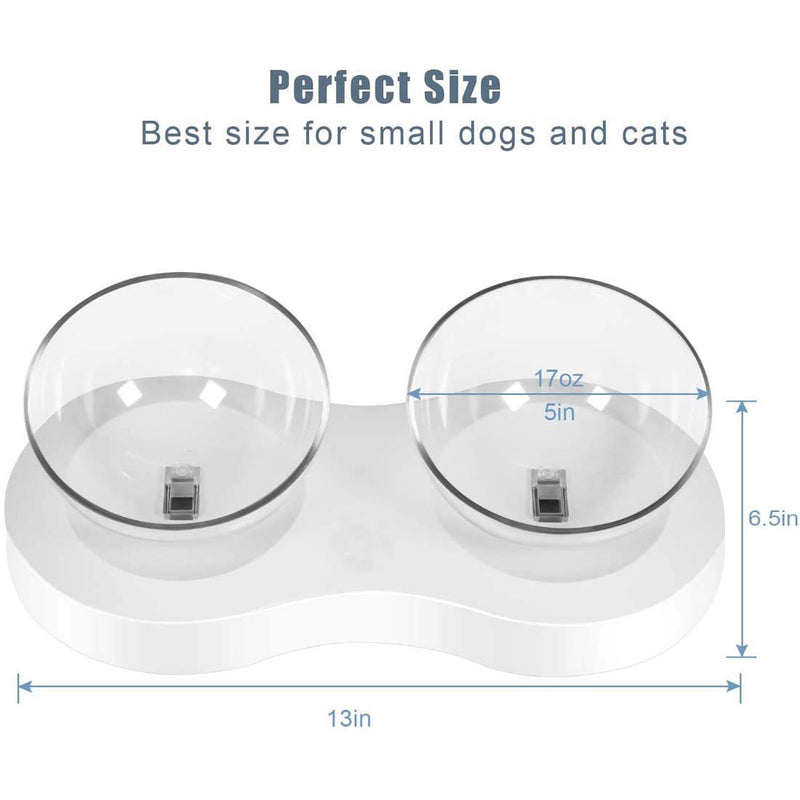 Double Cat Bowls Elevated Pet Food Water Bowl Raised Elevated Adjustable Height 20 Degree Tilt Design Neck Guard Stand Raised The Bottom for Cats and Small Dogs (Double Bowl) - PawsPlanet Australia