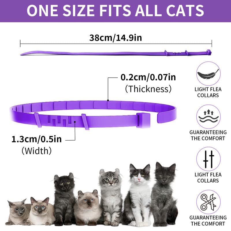 Calming Collar for Cats, Soothing Collar with Pheromones Adjustable Waterproof Calming Collar for Cats with 60 Day Effect for Kittens Medium Large Cats Purple 2 Pieces Purple-2 Pieces - PawsPlanet Australia