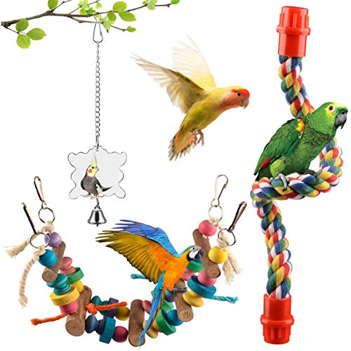 [Australia] - Viowey 6pcs Bird Swing Toys, Parrot Chewing Toys, Hanging Perches with Bells Toys for Parrots, Parakeet, Conure, Cockatiel, Mynah, Love Birds, Finches 