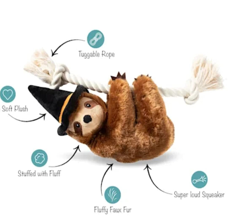 Witchy Sloth on a Rope Plush Dog Toy, Large - PawsPlanet Australia