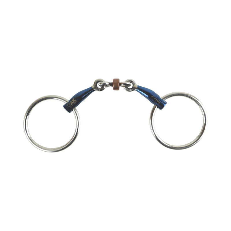 AK Loose Ring Double Jointed Lozenge with Cooper Roller Horse Riding Bits (5.50'', Blue-Silver) 5.50'' - PawsPlanet Australia