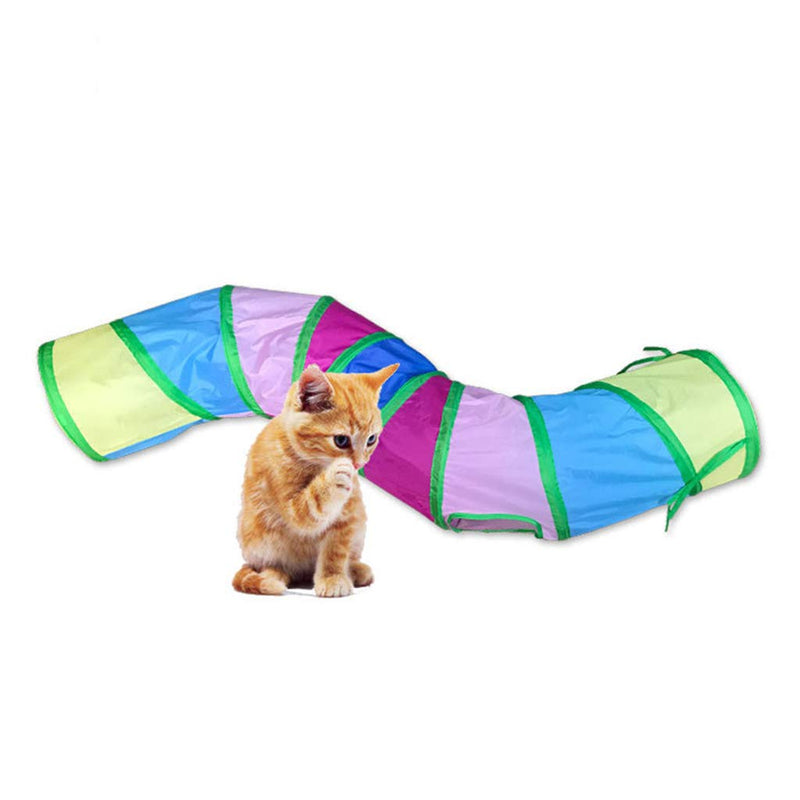 ZPP Cat Tunnel Tube Kitten Toys Pop Up Collapsible Interactive Play Puppy Pet Rainbow Move Toy Two Peek Hole Indoor Outdoor Hidden Training Running Puzzle Exercising Hiding - PawsPlanet Australia