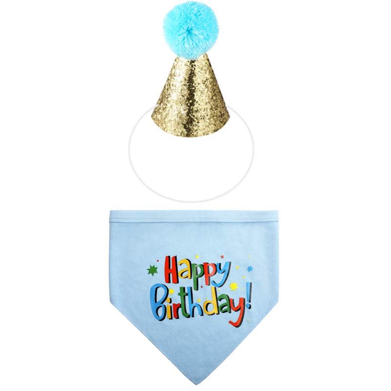 Blaoicni Dog Birthday Bandana Hat Scarf Party Supplies blue-boy - PawsPlanet Australia