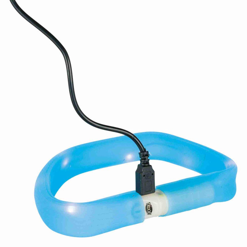 Safer Life Flash light band USB, L-XL: 70 cm/30 mm, blue - PawsPlanet Australia