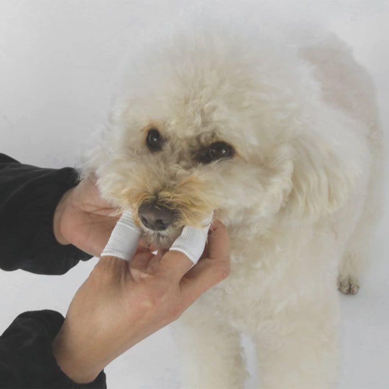 SIOPPKIK Dog Toothbrush Fingerling Reusable, Pet Finger Toothbrush, Fingerlings Dog Dental Care, Anti-Plaque Finger Dog, Efficient and Clean Pet Toothbrush Made of Knitted Fabric Pack of 14 - PawsPlanet Australia