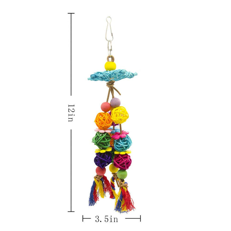 UKCOCO Colorful Bird Parrot Hanging Swing Rattan Balls Toy, Pet Bird Parrot African Greys Budgies Parakeet Cockatiels Cockatoo Conure Macaw Lovebird Cage Ornament Chew Toy - PawsPlanet Australia