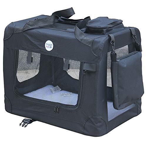 HugglePets Lightweight Fabric Dog Crate Carrier, with Mat and Treat Food Bag - Small Black - PawsPlanet Australia