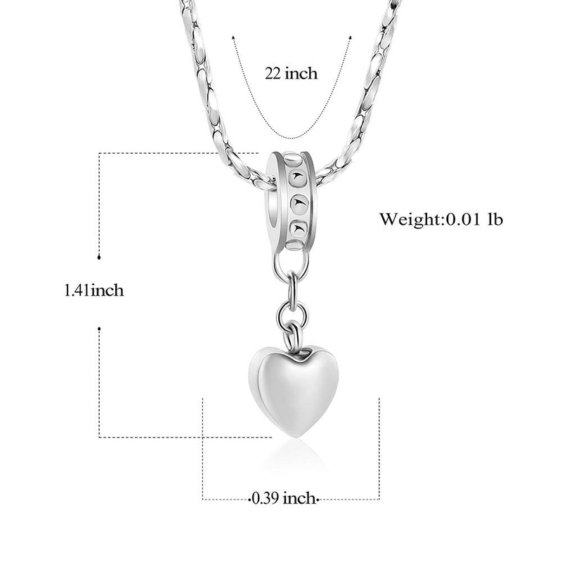 Imrsanl Cremation Jewelry for Ashes Stainless Steel Memorial Jewelry Heart Urn Pendants Charm Beads for Bracelets/Necklaces for Ashes Silver - PawsPlanet Australia