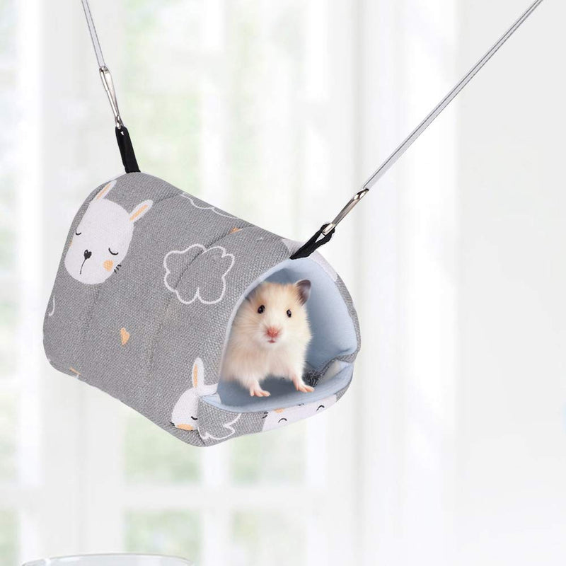 14*12cm Pet Hammock, Warm Soft Pet Canvas Hanging Bed Hammock House Durable Pet Sleeping Mat Pad House Nest for Small Hamster Parakeet Cockatiel Lovebird Budgie Finch Canary(Gray Rabbit) Gray Rabbit - PawsPlanet Australia