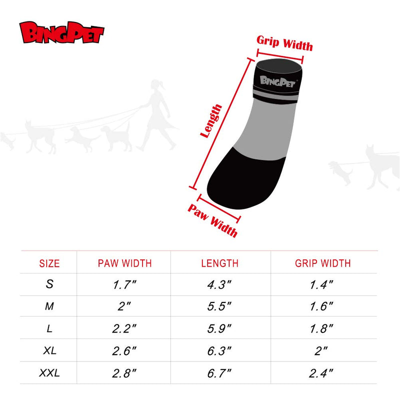 [Australia] - BINGPET Dog Socks for Hardwood Floors, Outdoor Anti Slip Waterproof Paw Protector with Reflective StrapsTraction Control XL 