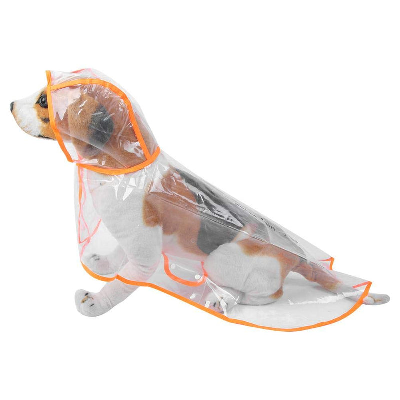 Zerodis Rain Cape Coat Jacket Clothes PU Transparent Orange Edge Pet Waterproof Rainproof Hooded Raincoat for Dogs Cats(L) L - PawsPlanet Australia