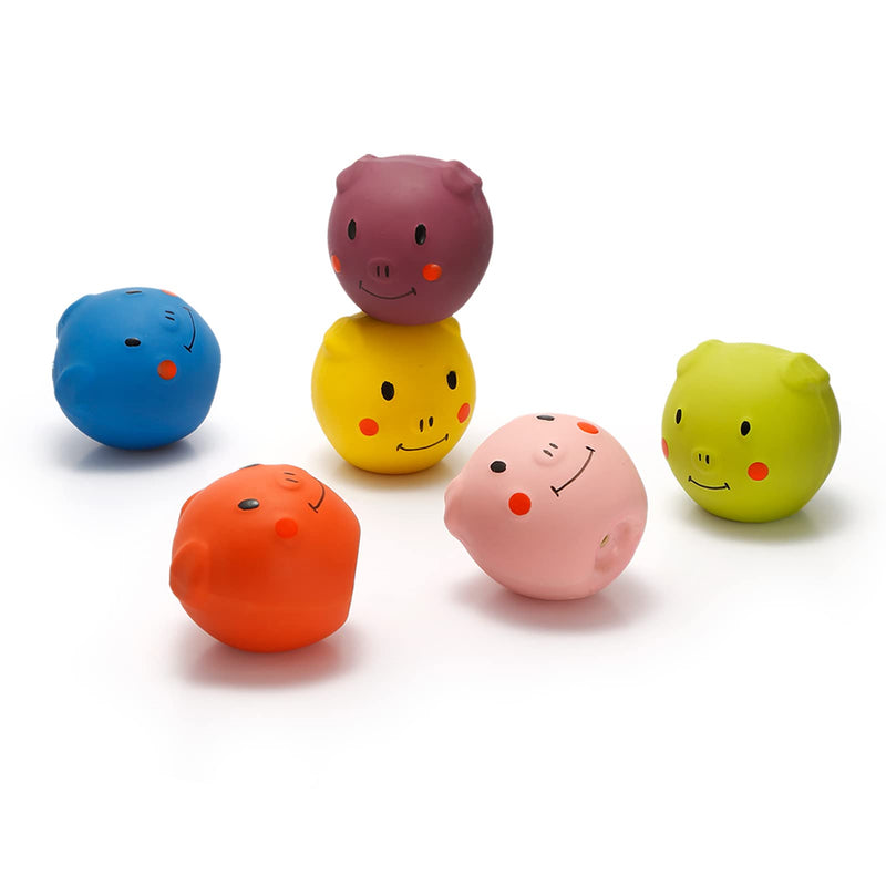 Squeaky Dog Toys -Cute Funny Pigge Latex Dog Balls for Small Puppy and Medium Pets Dogs (6 Pack) Pig - PawsPlanet Australia