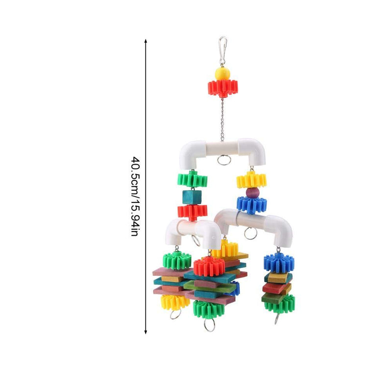 [Australia] - Bird Chew Toy, Pet Bird Plastic Tube Biting Toy Colorful Wooden Blocks Hanging Toy for Small and Medium Sized Parrots 