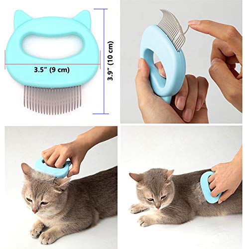 [Australia] - Cat Massage Shell Comb for Grooming and Hair Removal Blue 