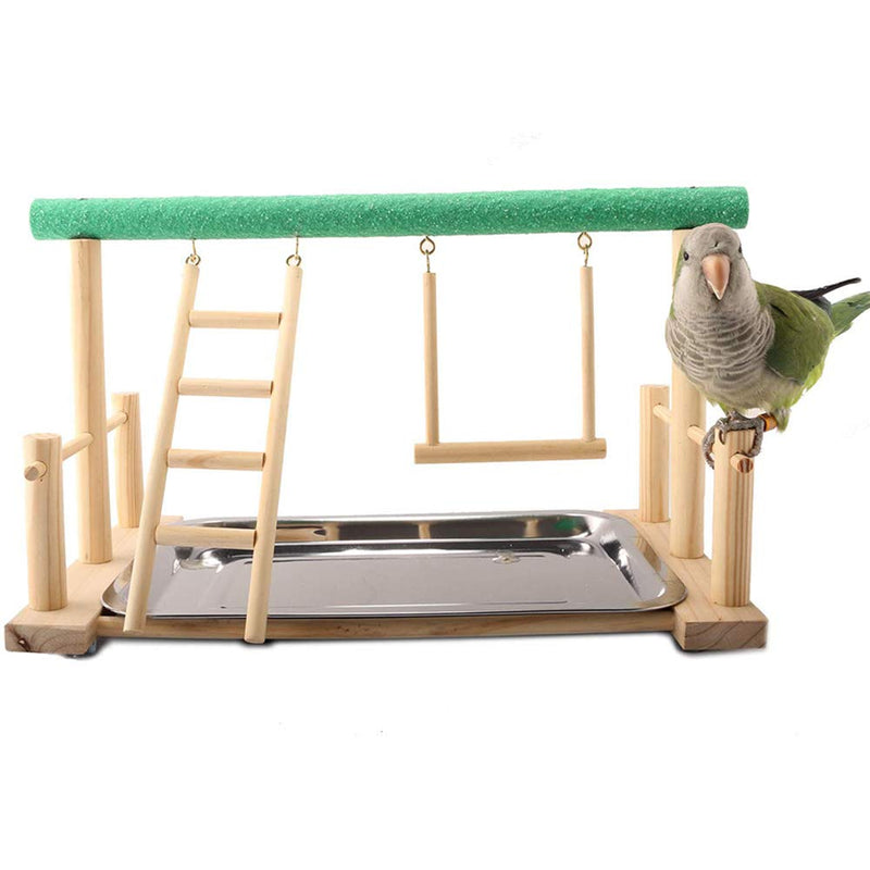 Keersi Parrots Playstand Bird Playground Wood Perch Stand Ladder Swing with Toy for Parakeet Cockatiel Conure African Grey Cockatoo Macaw Amazon Lovebird Budgie Finch Canary - PawsPlanet Australia