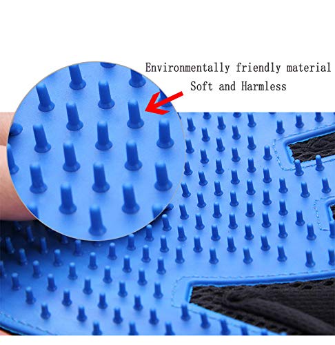 Yatoo Pet Grooming Glove Comb Brush Massage Tool Kit for Cats Dogs Long Short Fur Hair Remover Mitt Gentle Deshedding Removes Tangles Knots Loose Fur and Dirt Contains 2 Gloves and 1 Comb Blue - PawsPlanet Australia