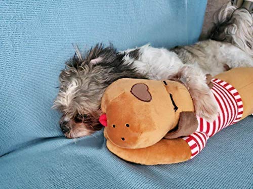 The Dog Pillow Company Plush Head Pillow and Neck Support for Dogs, Buddy, 19 x 6 x 5 Inches (70836) Buddy, Red Stripe Shirt - PawsPlanet Australia
