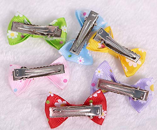 Pihappy Pet Cat Puppy Topknot Dog Hair Bows Hairpin Hair Clips with Rubber Bands Grooming Accessories Assorted Colors Pack of 20PCS Design A 20PCS - PawsPlanet Australia