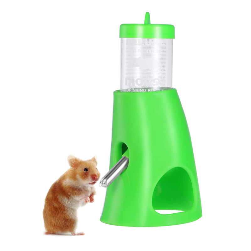 UEETEK Small Animal Hideout Drinking Dispenser Feeder 2 in 1 Water Bottle with Plastic Base Hut for Dwarf Hamster (Green) - PawsPlanet Australia