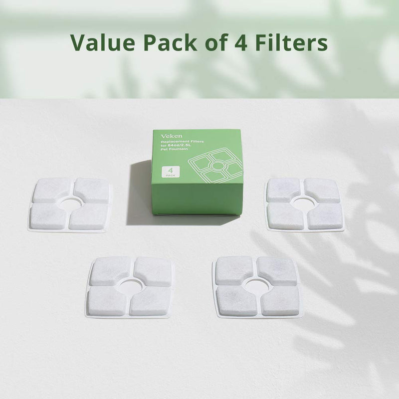 Veken Replacement Filters for 84oz/2.5L Automatic Pet Fountain Cat Water Fountain Dog Water Dispenser 4 Pack - PawsPlanet Australia