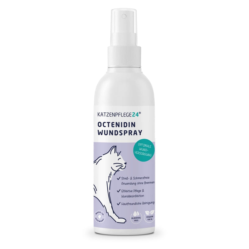 CATZENPFLEGE24 Octenidine wound spray for cats - disinfects, soothes, cares for and protects wounds of all kinds without burning - 125ml with proven active ingredients - effective care and wound disinfection for cats - PawsPlanet Australia