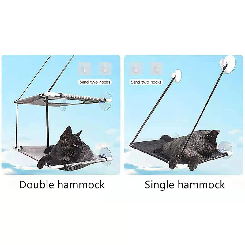 SUPFAKE Cat Window Hammock Seat Cat Window Perch Bed Heavy Duty Screw Suction Cups Cat Resting Seat Breathable Washable Mesh Durable Frame Sturdy Cat Holds Up to 22 Lbs single layer Black - PawsPlanet Australia