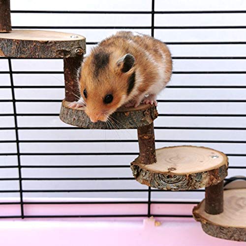 JUILE YUAN Hamster Steps Stairs Climbing Toys - Apple Wood Chew Toys for Sugar Glider, Mouse, Chinchilla, Rat, Gerbil and Dwarf Hamster, Wooden Cage Supplies for Birds Parrot, Teeth Care Molar Toy 4 Stairs - PawsPlanet Australia