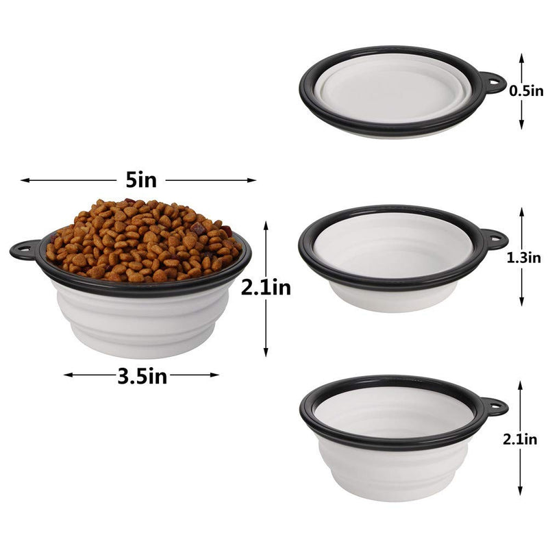 Collapsible Dog Bowl,2 Pack Portable and Foldable Pet Travel Bowls Collapsable Dog Water Feeding Bowls Dish for Dogs Cats and Small Animals, (Small, Black+White) - PawsPlanet Australia