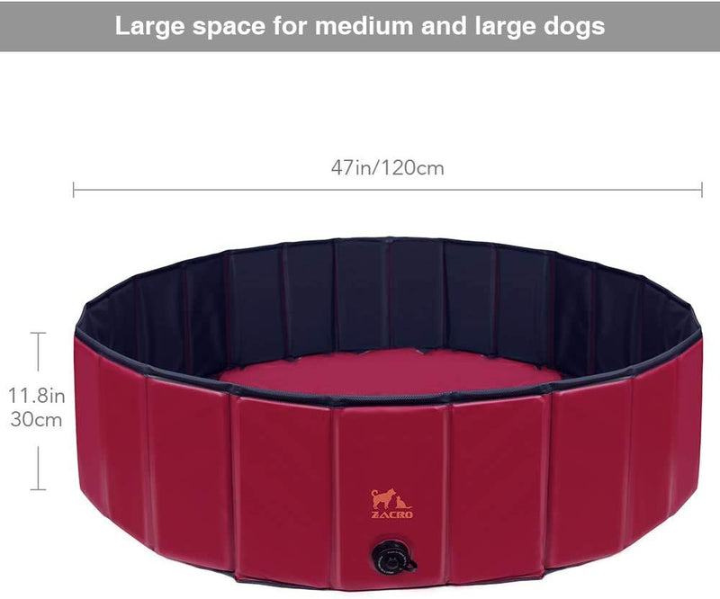 Zacro 120cm Foldable Large Dog Pool Pet Dog Cats Paddling Bath Pool Large Bathing Tub for Dogs Cats and Kids (47Inch X 11.8 Inch/120cm x 30cm) - PawsPlanet Australia