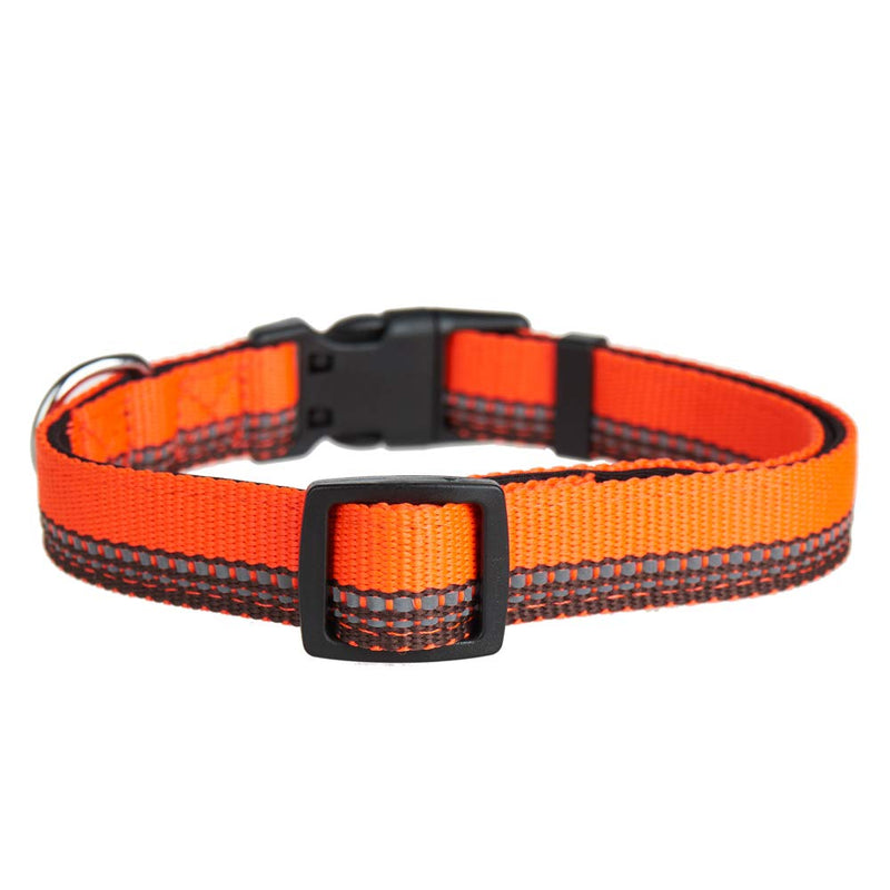 YUDOTE Reflective Dog Collar Soft Lightweight Polyester Webbing with Neoprene Padded Lining for Small Dogs Neck 25-38cm, Orange Brown S:25-38cm Neck,1.5cm Width - PawsPlanet Australia